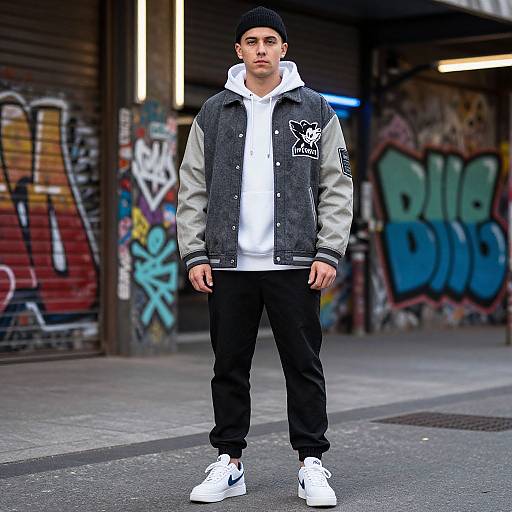 Stylish European Man in Urban Streetwear