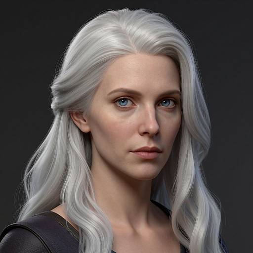 White-Haired Fantasy Woman Portrait