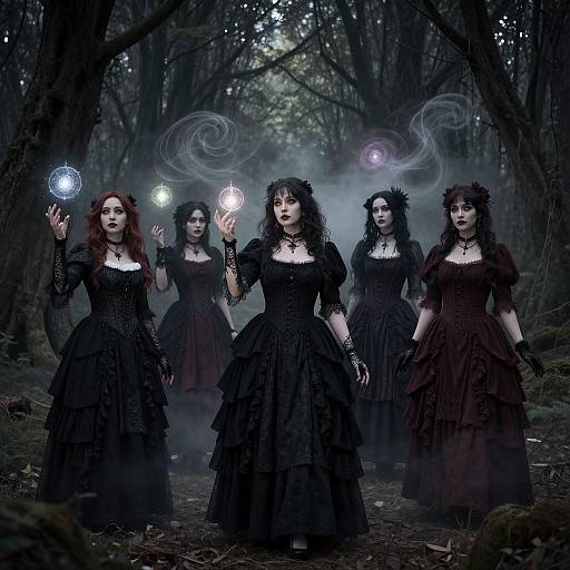 Curvy Goth Women in Enchanted Forest
