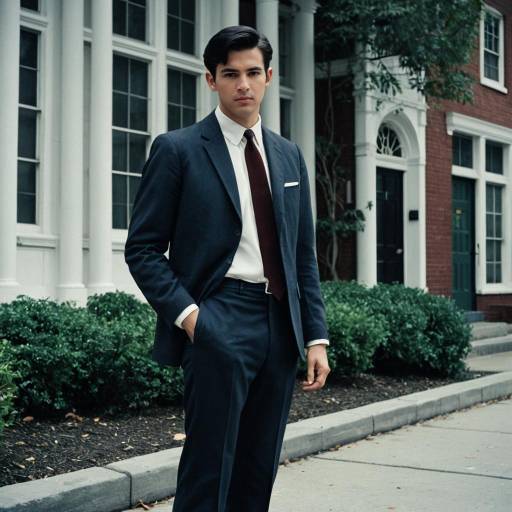 Young Man in Vintage 1960s Student Suit