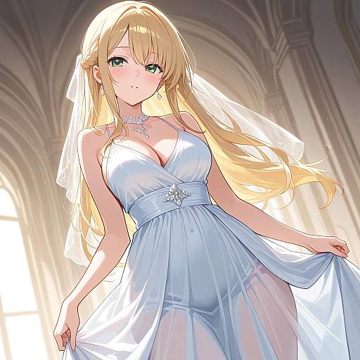 Elegant Blonde Woman with Green Eyes