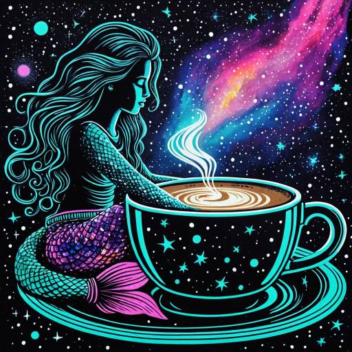 Cosmic Mermaid with Coffee Comet Art