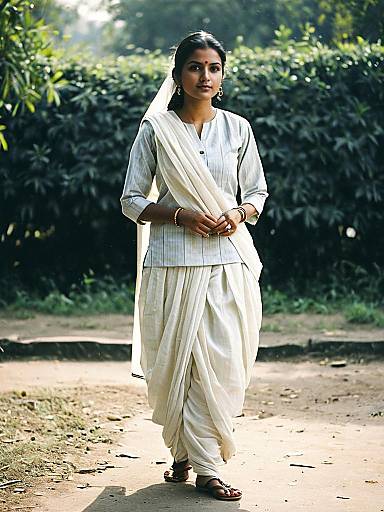 Photorealistic Woman in Dhoti Suit Portrait