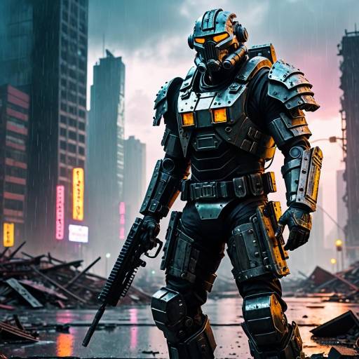 Armored Survivor in Neon Ruins
