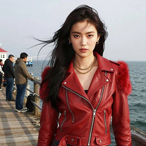 Chic Woman at Fishing Pier