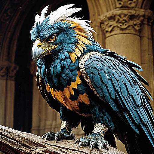 Ultra-Detailed Mythological Gryphon with Metallic Feathers