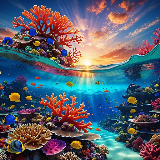 Majestic Coral Reef at Sunset Skyline