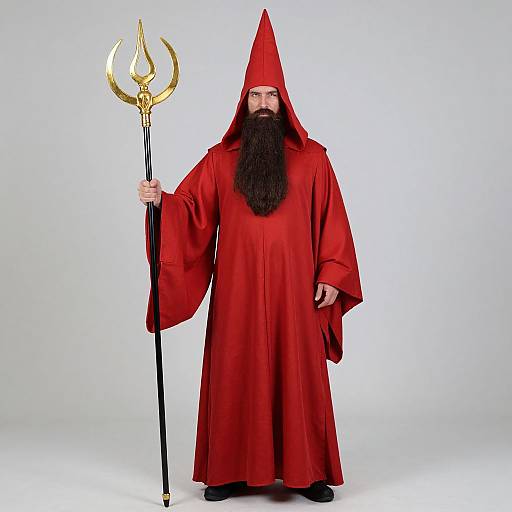 Red Wizard Costume with Beard