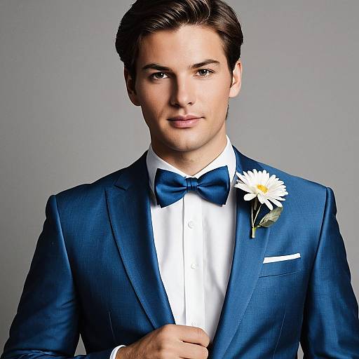 Stylish Blue Tuxedo Wedding Portrait