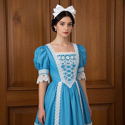 Elegant Vintage Blue Dress Portrait