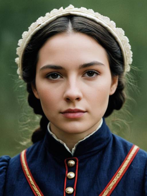Woman in Civil War Dress Costume Close-up