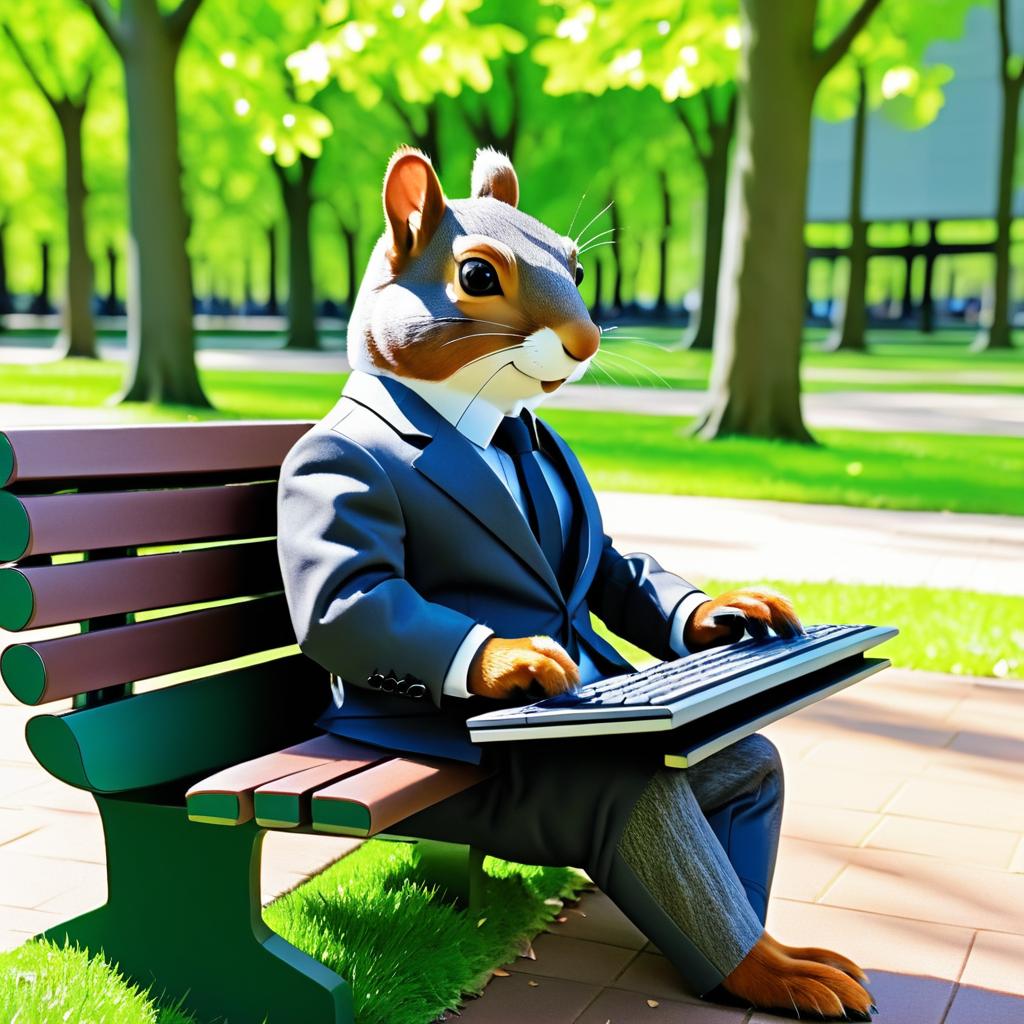 Squirrel in a Suit: Surreal Daylight Scene