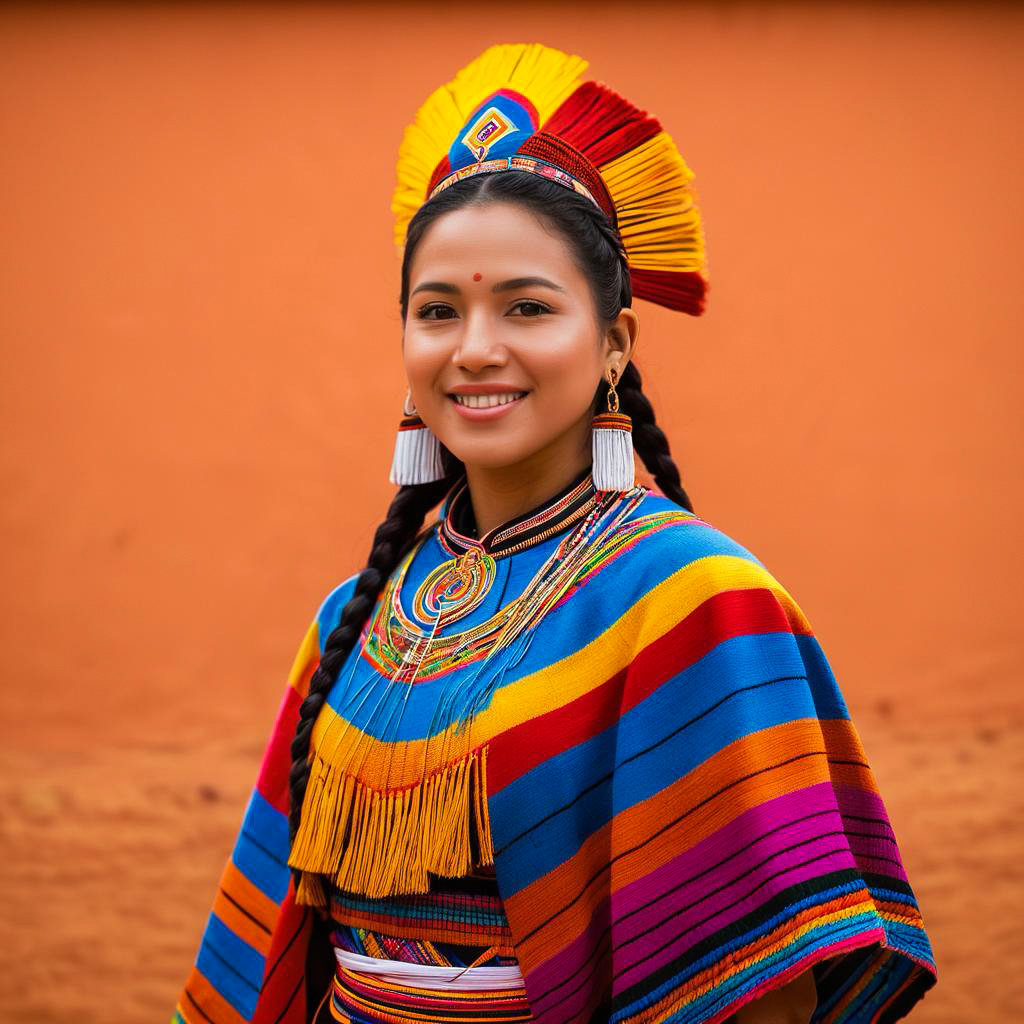 Joyful Festival Participant in Incan Attire