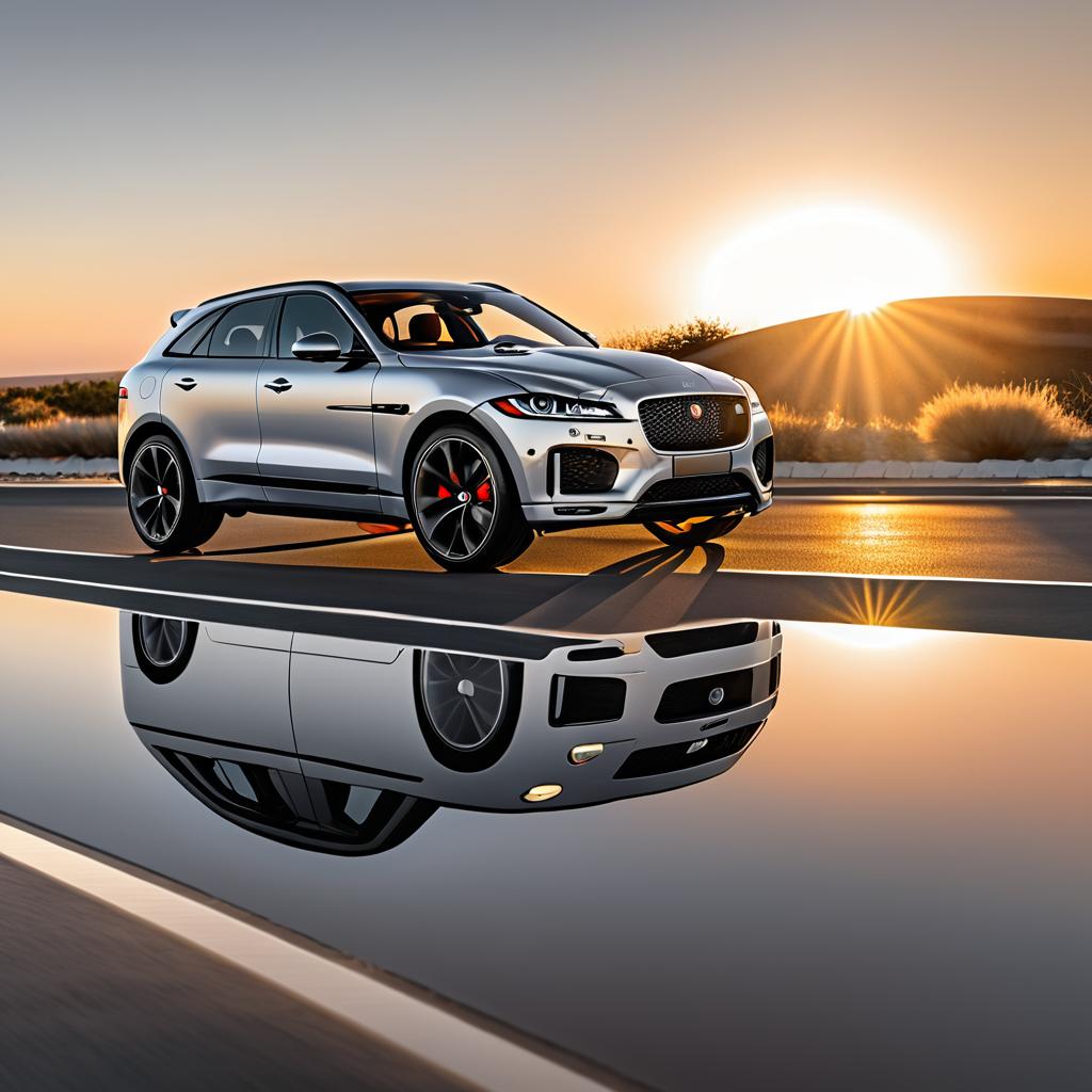 Stunning Silver Jaguar F-PACE at Sunset