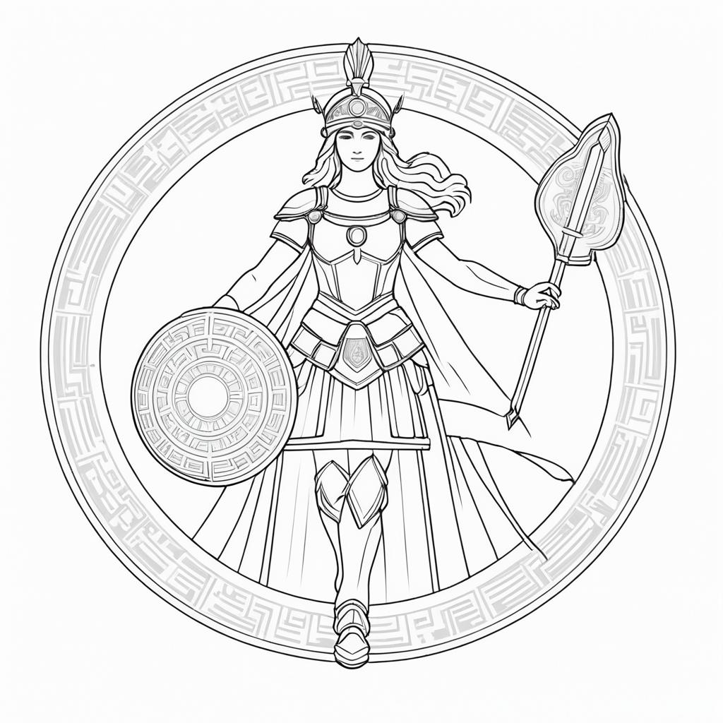 Minimalist Outline of Goddess Athena