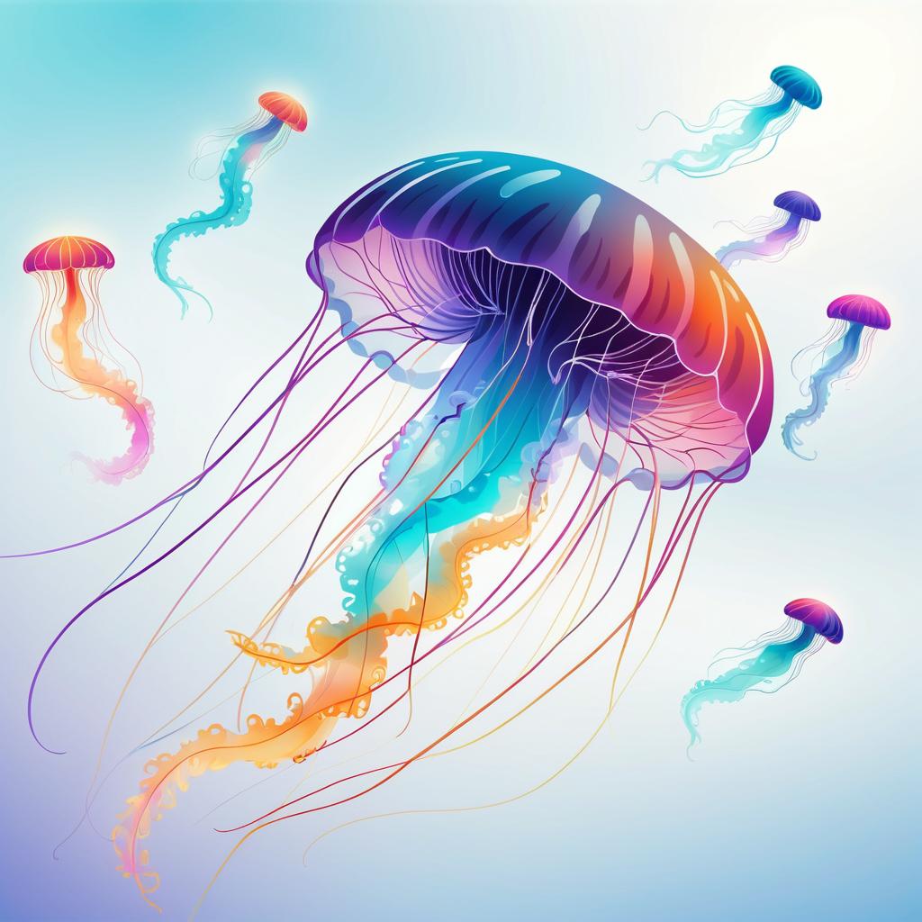 Elegant Jellyfish in Serene Underwater Scene