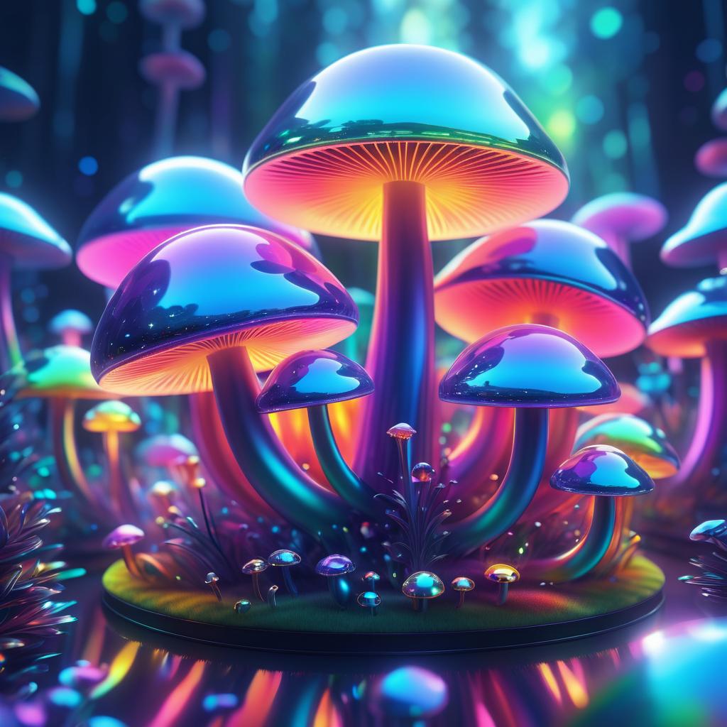 Colorful Enchanted Mushrooms in Digital Art