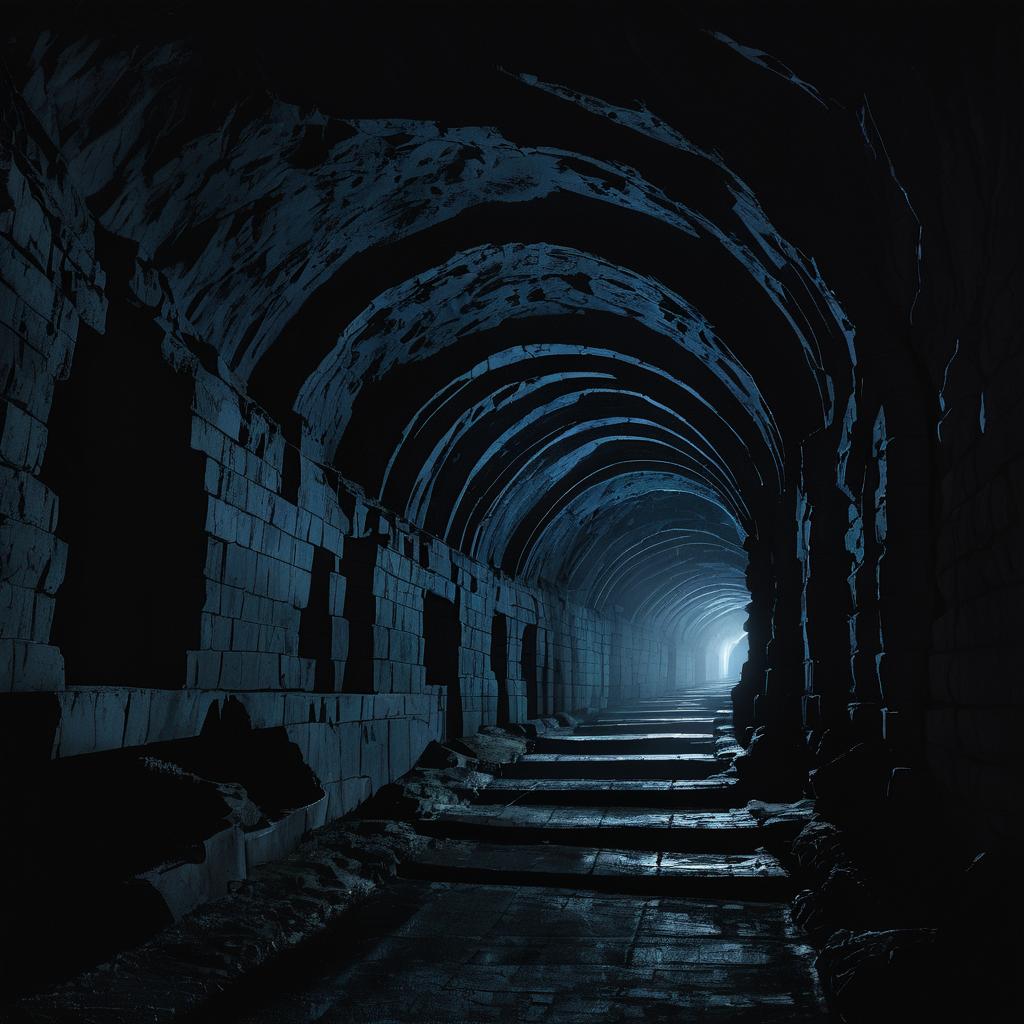 Eerie Limestone Cavern at Midnight