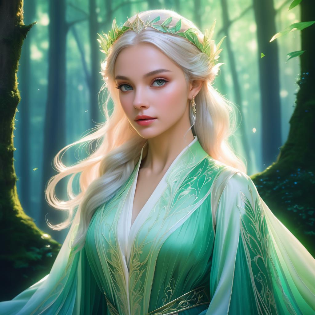 Elegant Female Elf Portrait in Pastel Colors