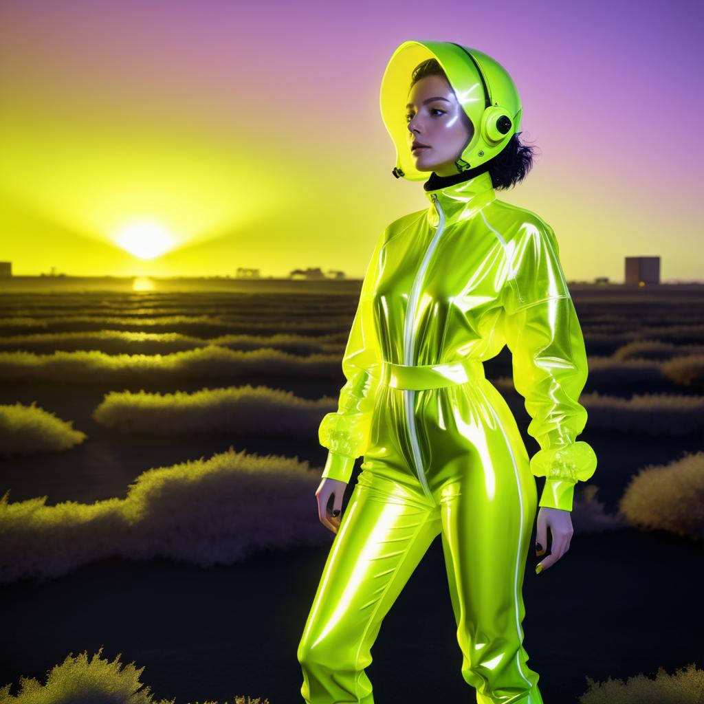 Futuristic Woman in Glossy Latex Spacesuit