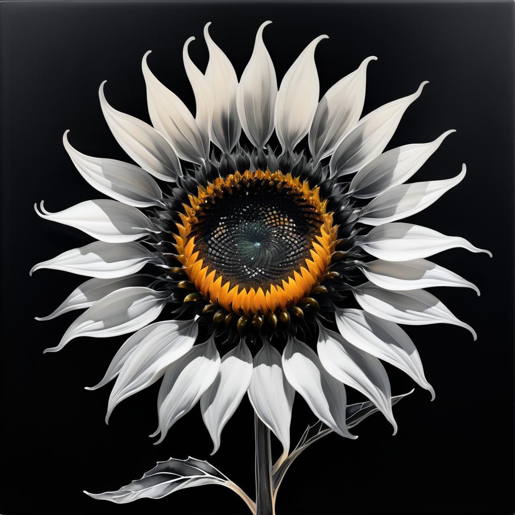 Ethereal Black and White Sunflower Art