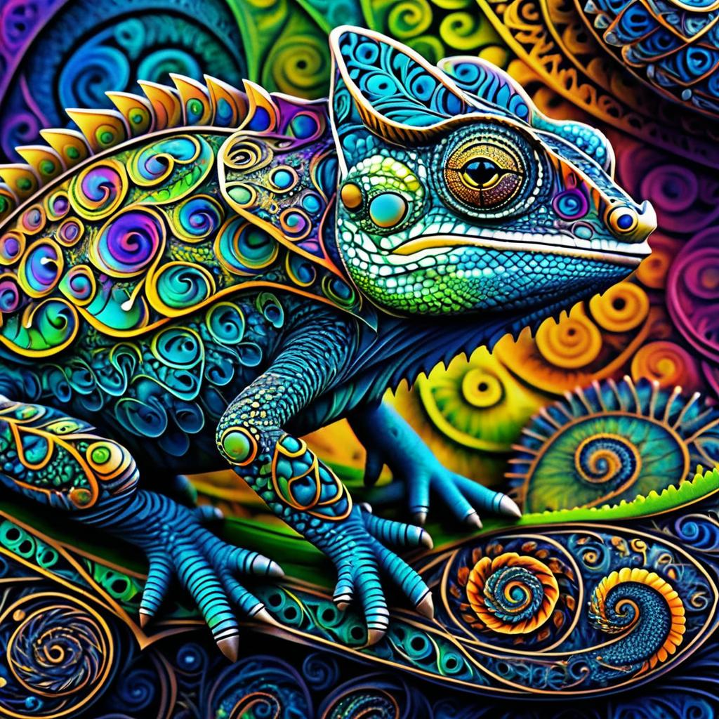 Intricate Chameleon with Fractal Patterns