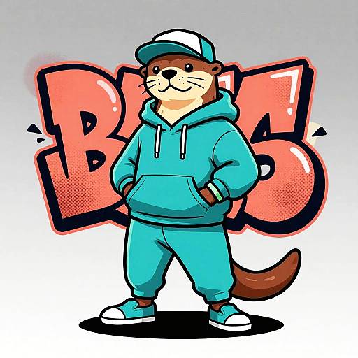 Quantum Otter Graffiti Artist Illustration