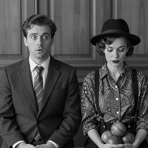 Surprised Man and Calm Woman Portrait