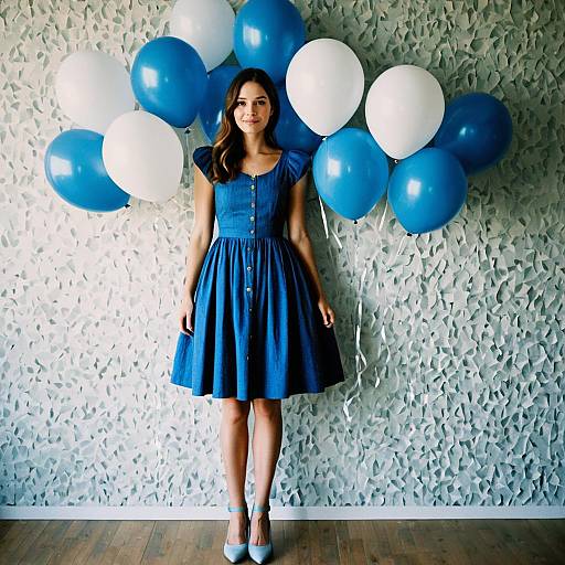 Woman in Blue Summer Dress
