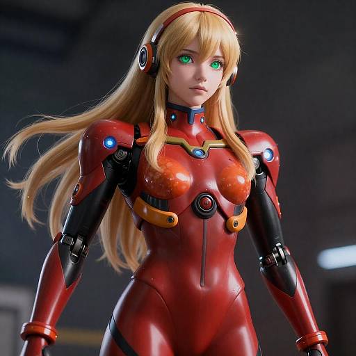 Blond Mecha Musume in Red Armor