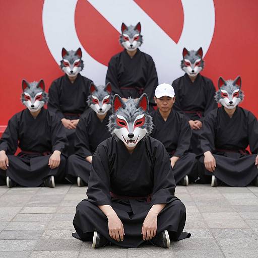 Mysterious Gathering of Masked Figures