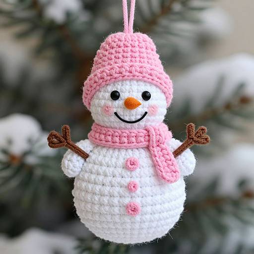 Whimsical Crocheted Snowwoman Ornament