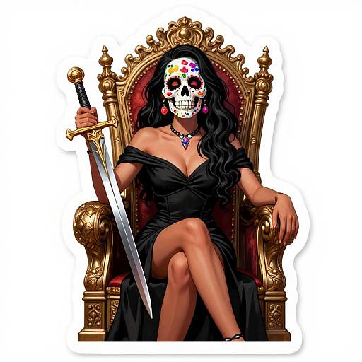 Colorful Candy Skull Latina Queen