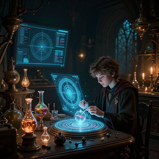 Futuristic Techno-Magical Wizard Lab