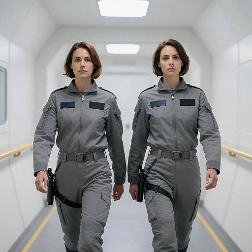 Two Female Astronauts in Tactical Uniforms