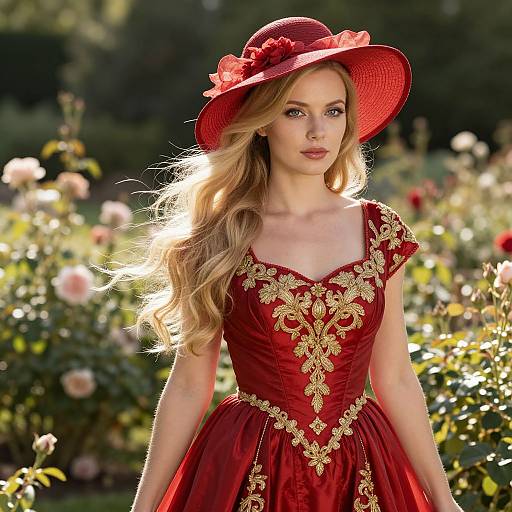 Elegant Woman in Vintage Garden