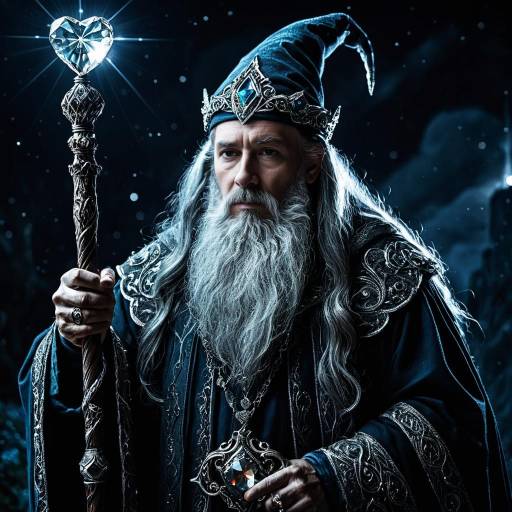 Wise Wizard with Glowing Crystal Staff