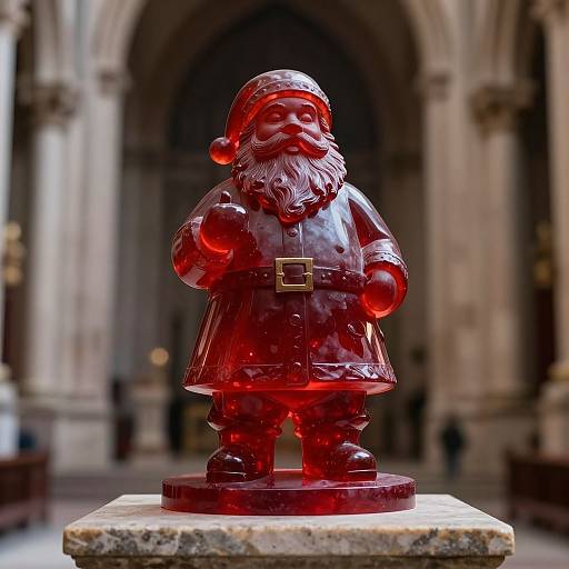 Photorealistic Translucent Ruby Santa Claus