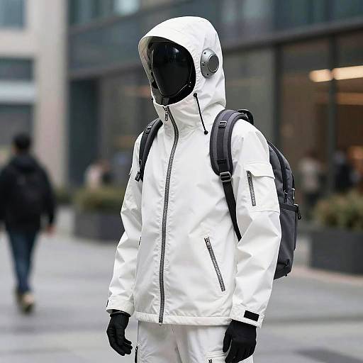 Realistic Urban Techwear Robot with Weapon