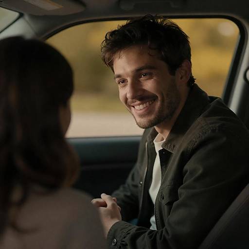 Smiling Man in Night Car Portrait