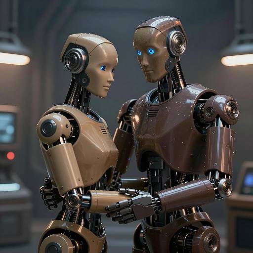 Humanoid Robots in Sci-Fi Embrace