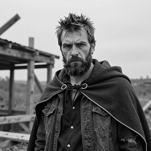 Rugged Bearded Man in Dramatic Setting