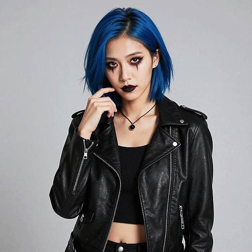 Emo Halloween Woman with Blue Hair