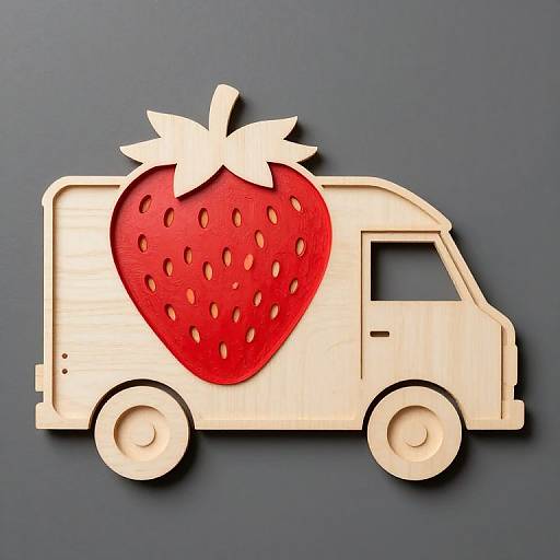 Strawberry Truck Woodcut Paint-by-Line