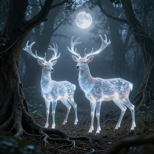 Ethereal Deer in Misty Woodland
