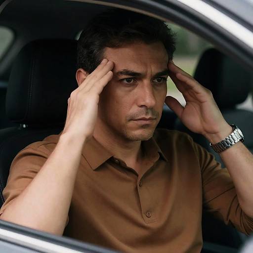 Serious Man in Car Portrait