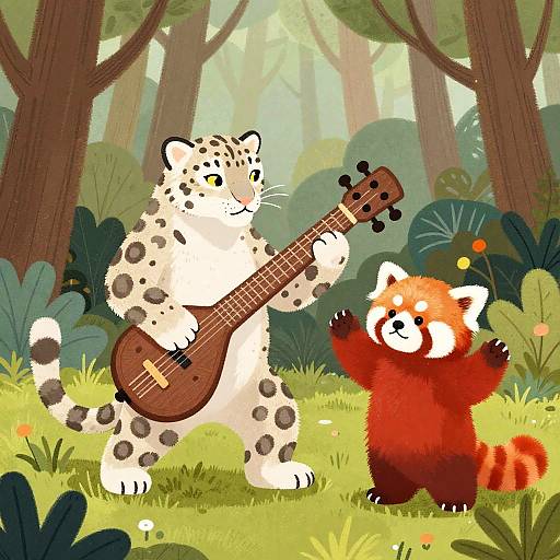 Whimsical Snow Leopard and Red Panda Music