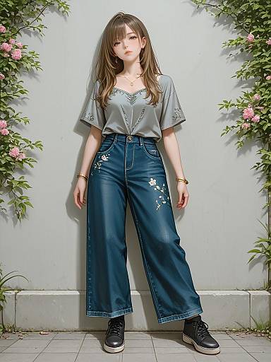 Realistic Casual Woman Full Body