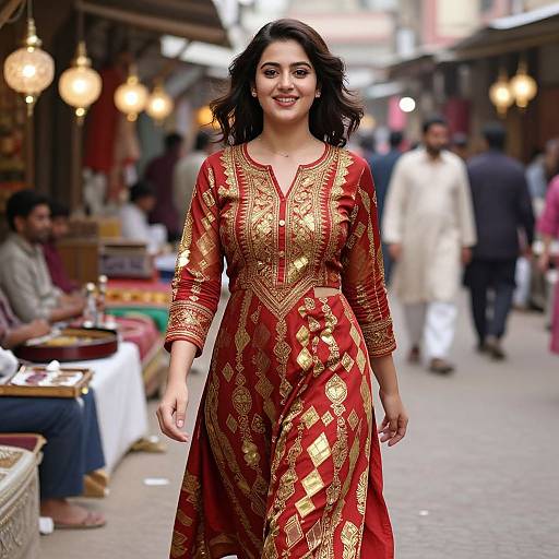 Vibrant Woman in Traditional Shalwar Kameez