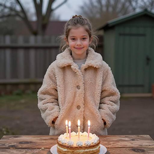 Young Girl Celebrating Birthday Outdoors